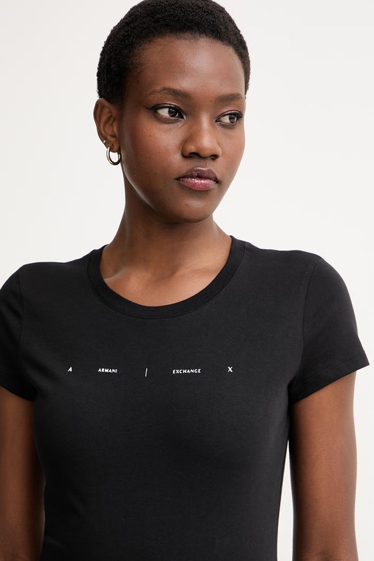 Armani Exchange osnovna kratka majica ženska bombažna črna XW002346.AF10356