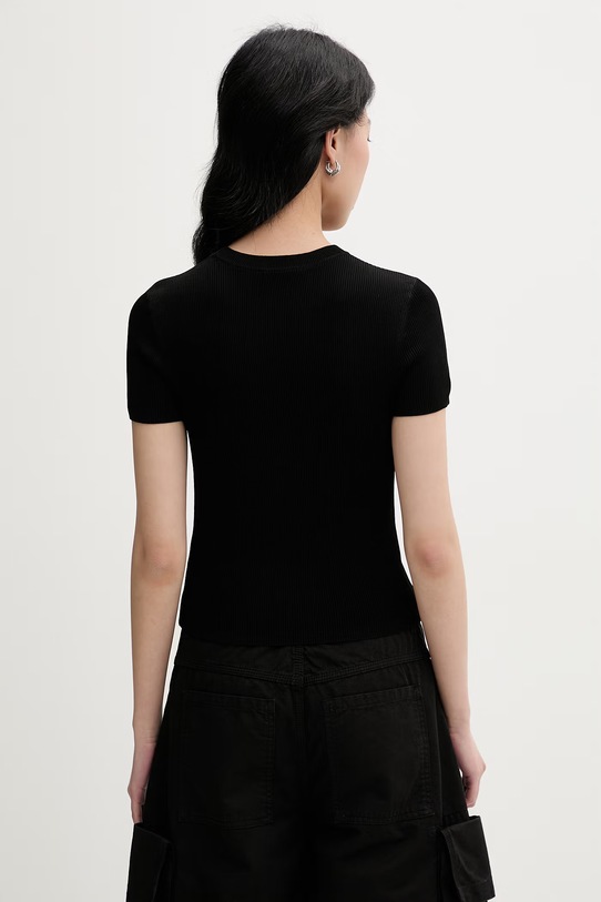 Odzież Miss Sixty T-shirt damski z dodatkiem jedwabiu 6M1RJ12600 czarny