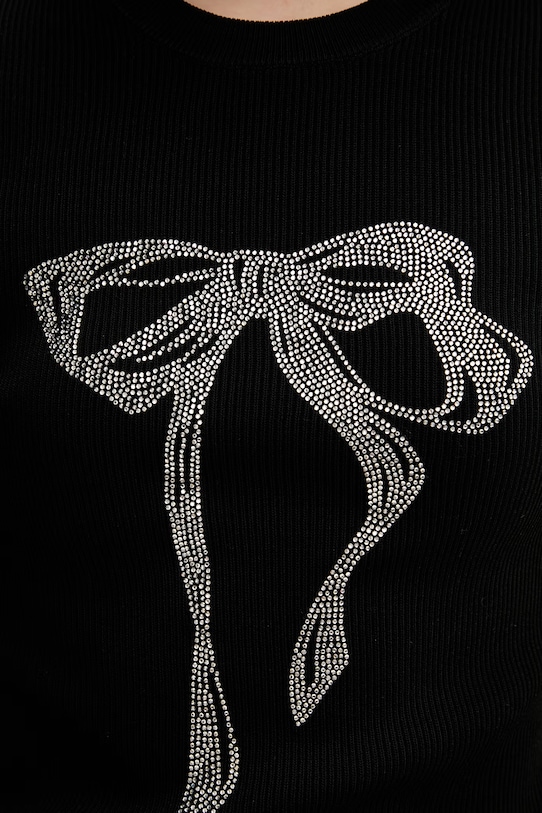 Miss Sixty T-shirt damski z dodatkiem jedwabiu 6M1RJ12600 czarny