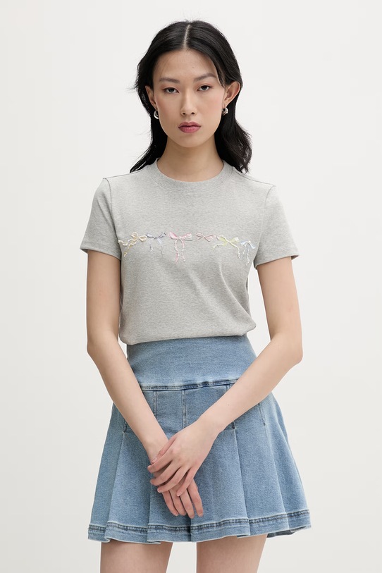 Miss Sixty T-shirt damski bawełniany z elastanem szary 6M1SJ04000