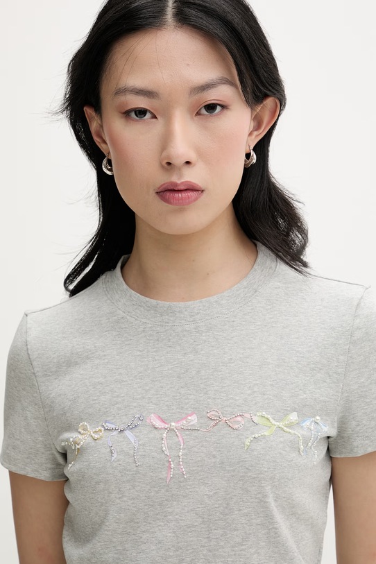Miss Sixty T-shirt damski bawełniany z elastanem szary 6M1SJ04000
