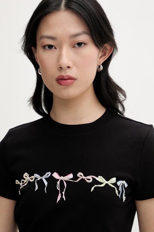 Miss Sixty T-shirt damski bawełniany z elastanem czarny 6M1SJ04000