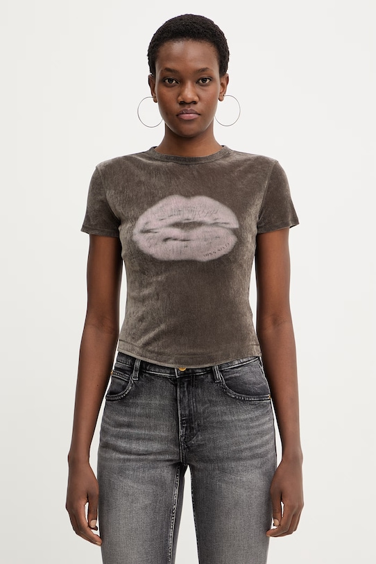 Miss Sixty maglietta in velluto slim marrone 6M1SJ34300