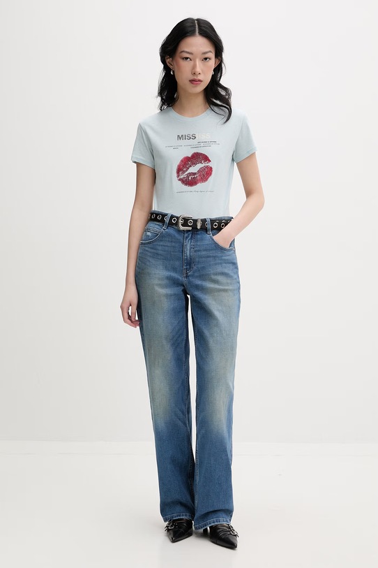 Miss Sixty T-shirt damski z bawełną 6M1SJ36400 niebieski SS26