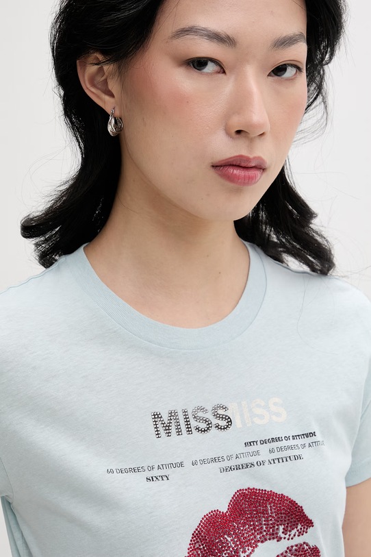 Miss Sixty T-shirt damski z bawełną niebieski 6M1SJ36400