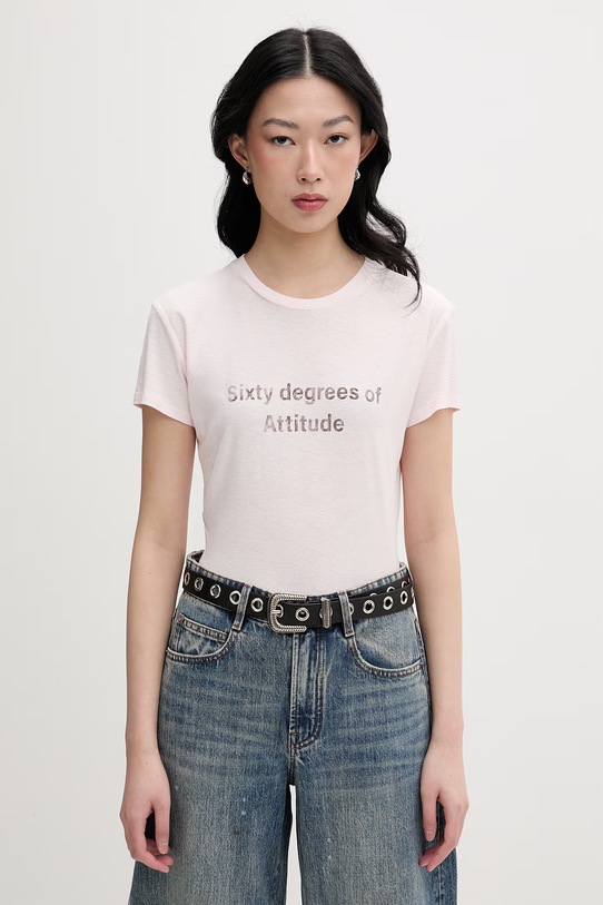 Miss Sixty T-shirt damski z bawełną różowy 6M1SJ72110