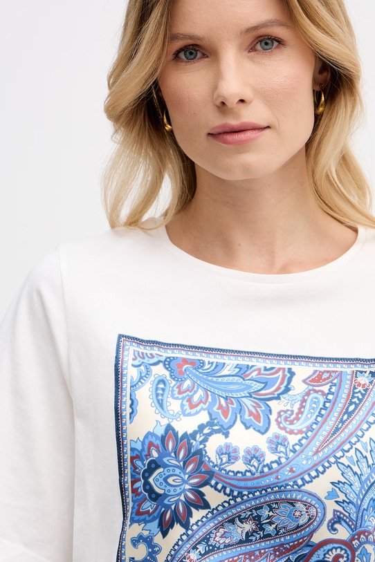 OUI T-shirt Γυναικείο βαμβακερό λευκό 96414