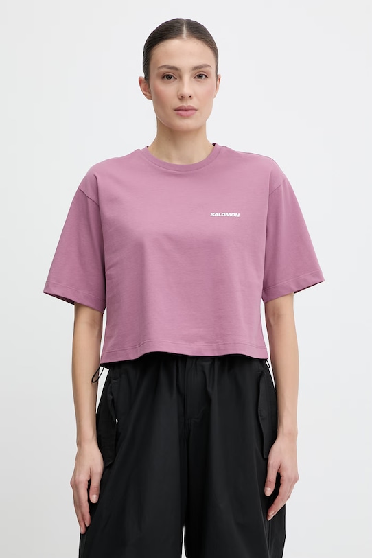 Salomon t-shirt bawełniany bawełna różowy LC2834700