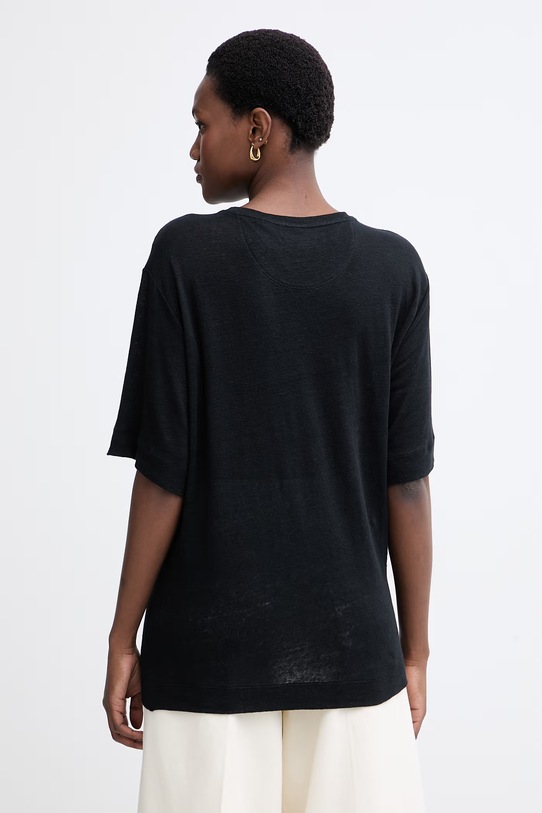 Oblečenie BOSS Orange dámske ľanové tričko C Emma 50556387 čierna