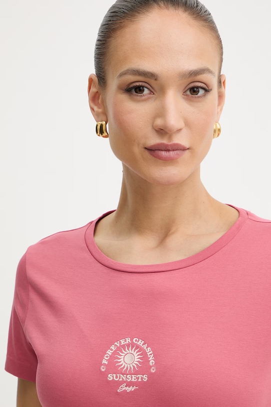 BOSS Orange t-shirt damski bawełniany C Elove 4 różowy 50559077