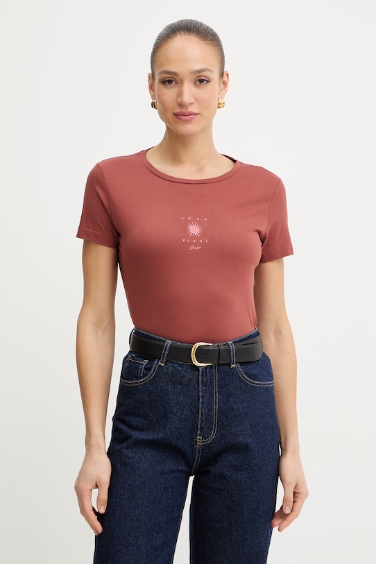 BOSS Orange t-shirt damski bawełniany C Elove 4 brązowy 50559077