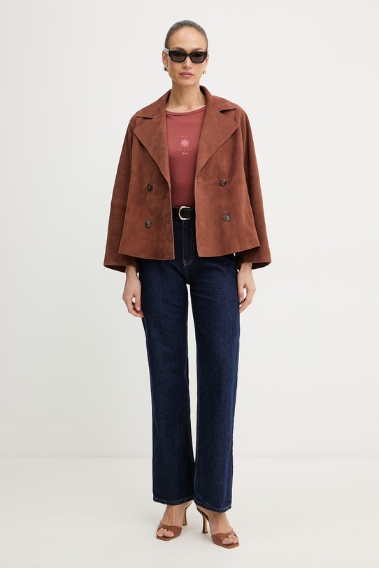 BOSS Orange t-shirt damski bawełniany C Elove 4 50559077 brązowy SS26