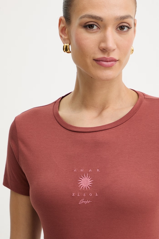 BOSS Orange t-shirt damski bawełniany C Elove 4 brązowy 50559077