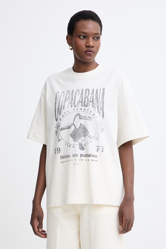 BOSS Orange T-shirt γυναικείο βαμβακερό C Eboys 2 μπεζ 50559078