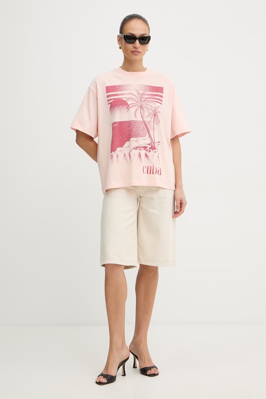 BOSS Orange t-shirt damski bawełniany C Eboys 2 50559078 różowy SS26