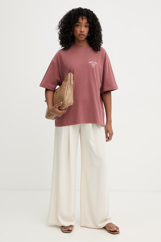 BOSS Orange t-shirt damski bawełniany C Eboys 2 50559078 bordowy SS26