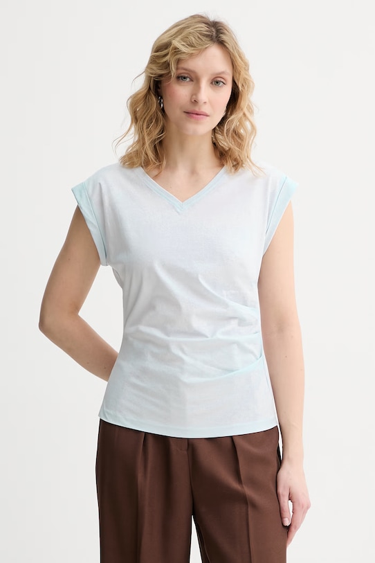 BOSS t-shirt dziecięcy bawełniany Evka niebieski 50557376