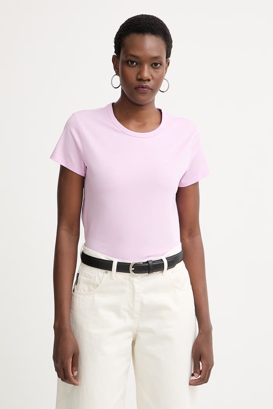 BOSS Majica za žene od pamuka ljubičasta 50557843