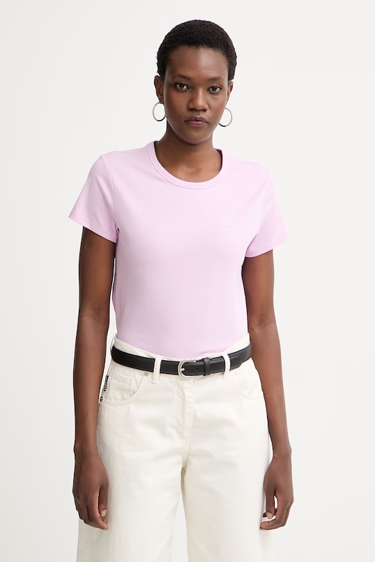 BOSS Majica za žene od pamuka ljubičasta 50557843