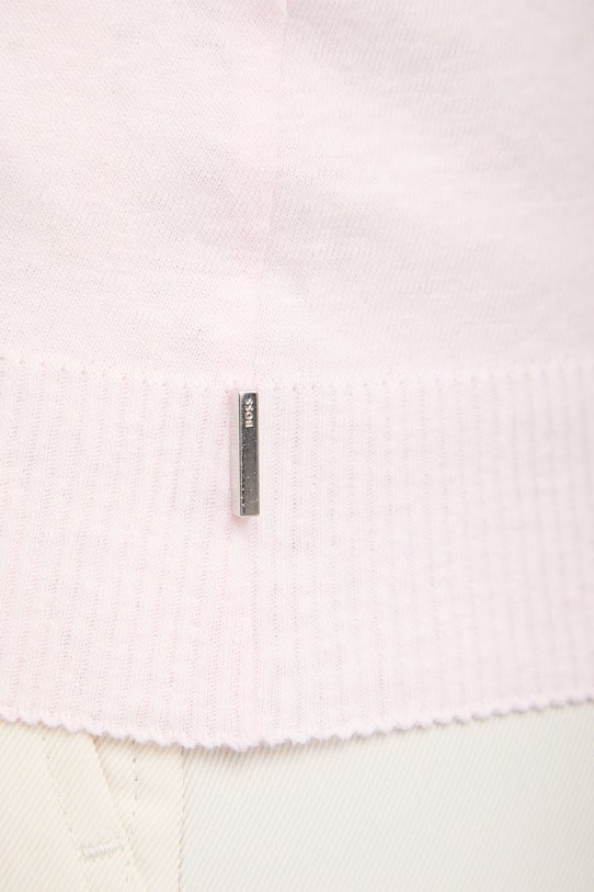 BOSS T-shirt damski z lnem Ecleiva 50558972 różowy