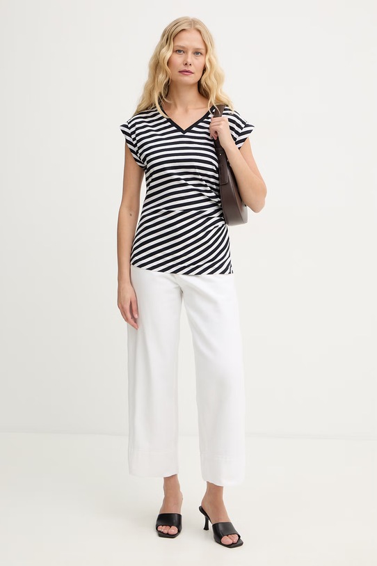 BOSS t-shirt damski bawełniany 50559168 granatowy SS26