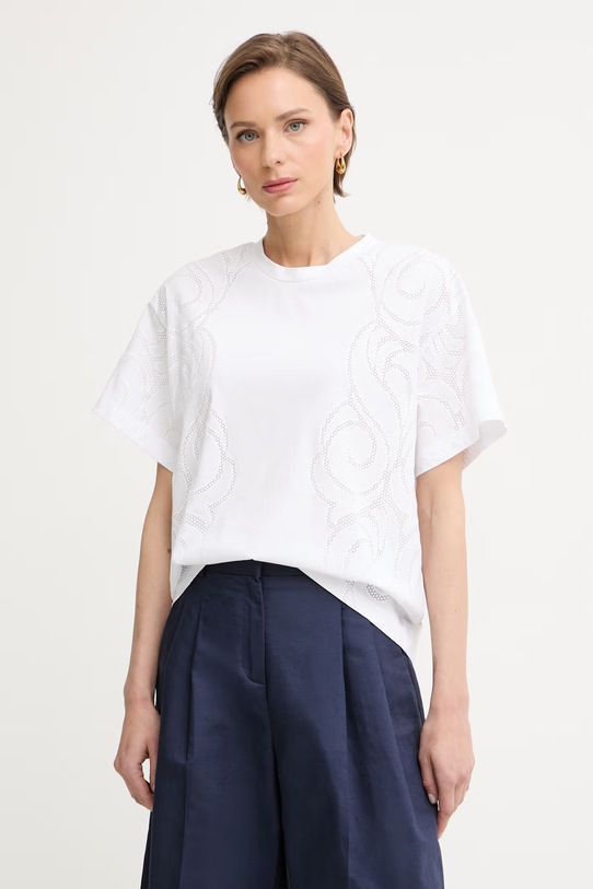 BOSS T-shirt damski z bawełną Elne2 biały 50560987