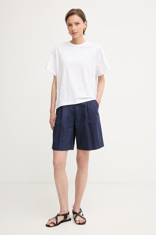 BOSS T-shirt damski z bawełną Elne2 50560987 biały SS26