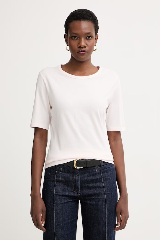 BOSS tricou basic pentru femei cu amestec de mătase Evyta roz 50561508