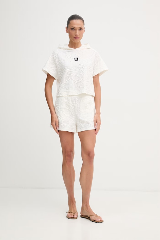 HUGO crop top damski z bawełną ZEB_top 50561060 beżowy SS26