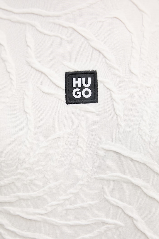 HUGO crop top damski z bawełną ZEB_top 50561060 beżowy