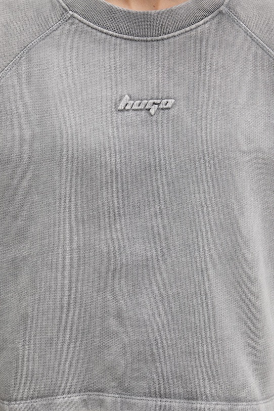 HUGO Blue t-shirt oversize damski bawełniany Dorlina_B_1 50559463 szary