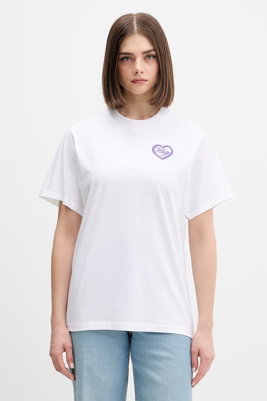 HUGO Blue t-shirt damski bawełniany Vintage Tee_B_8 biały 50560770