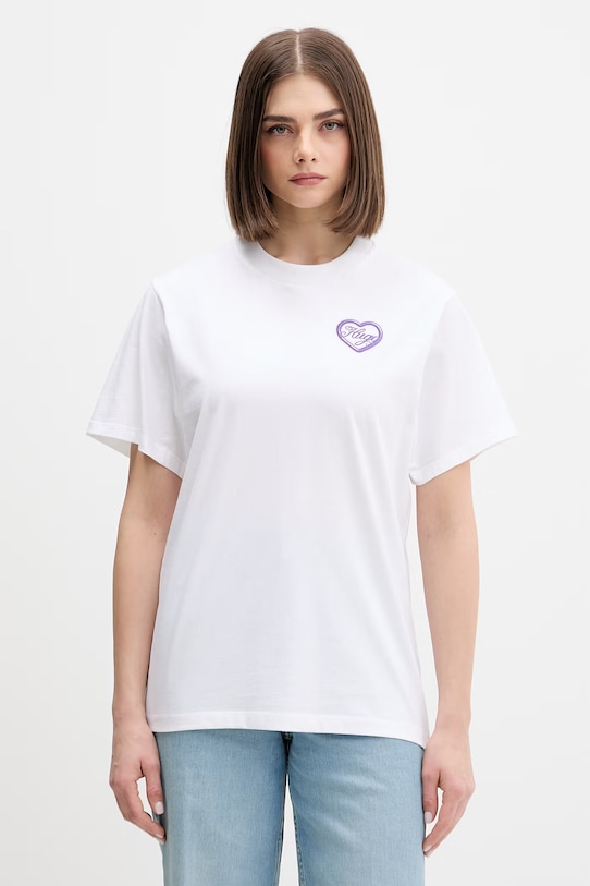 HUGO Blue t-shirt damski bawełniany Vintage Tee_B_8 biały 50560770