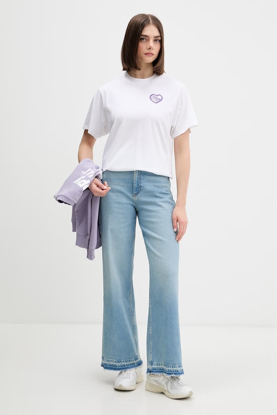 HUGO Blue t-shirt damski bawełniany Vintage Tee_B_8 50560770 biały SS26