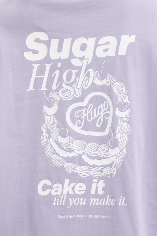 HUGO Blue t-shirt női pamut Oversized_Tee_B 50560772 lila