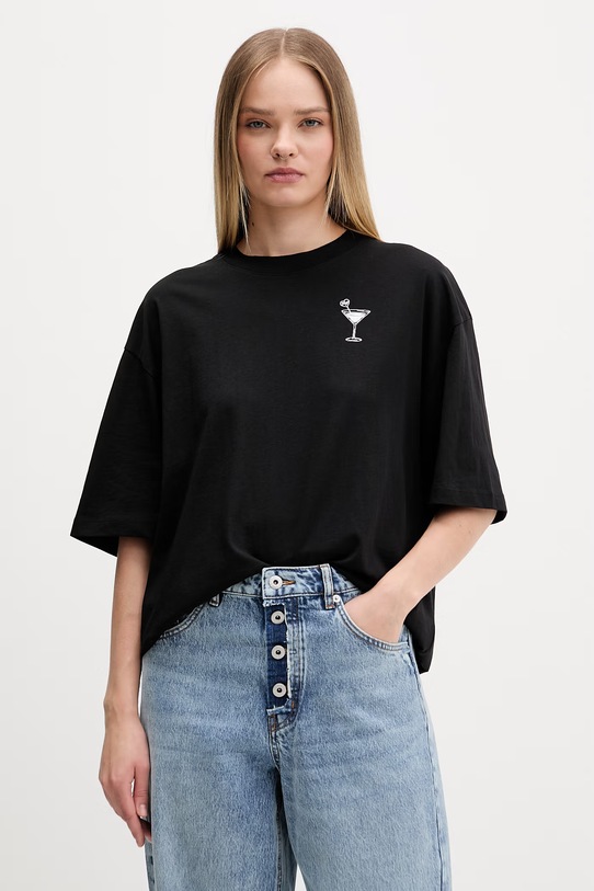 Odzież HUGO Blue t-shirt damski bawełniany Oversized_Tee_B 50560772 czarny
