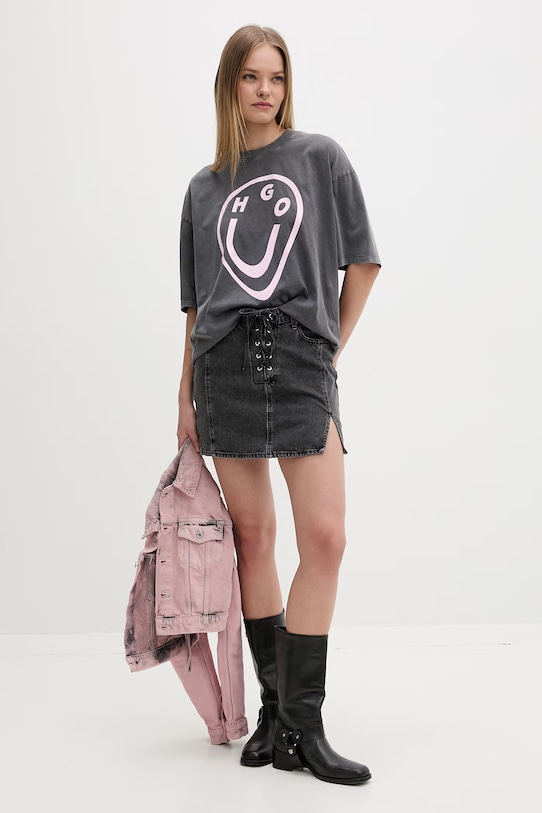 HUGO Blue футболка жіноча бавовняна Oversized_Tee_B 50560783 сірий SS26