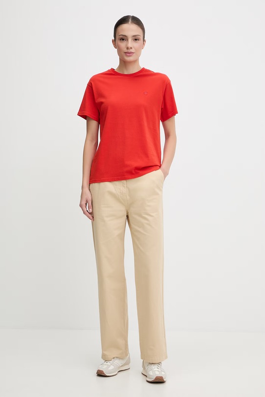 Napapijri t-shirt bawełniany AURORA NP0A4I5GRAU1 czerwony SS26