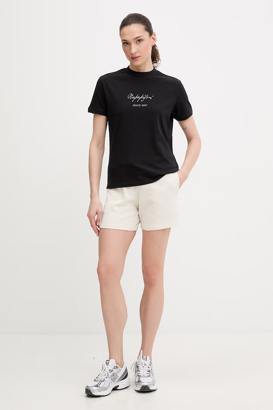 Παιδικό βαμβακερό μπλουζάκι Napapijri BARYTE NP0A4I8Y9411 μαύρο SS26