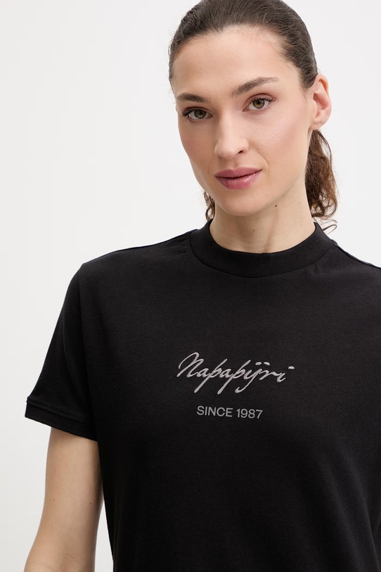 Παιδικό βαμβακερό μπλουζάκι Napapijri BARYTE μαύρο NP0A4I8Y9411