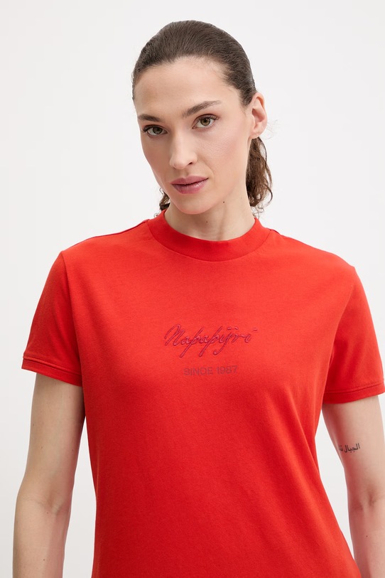 Βαμβακερό μπλουζάκι Napapijri BARYTE κόκκινο NP0A4I8YRAU1