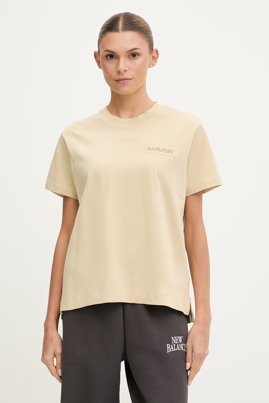 Napapijri t-shirt damski bawełniany CLARAO beżowy NP0A4I9LN3D1