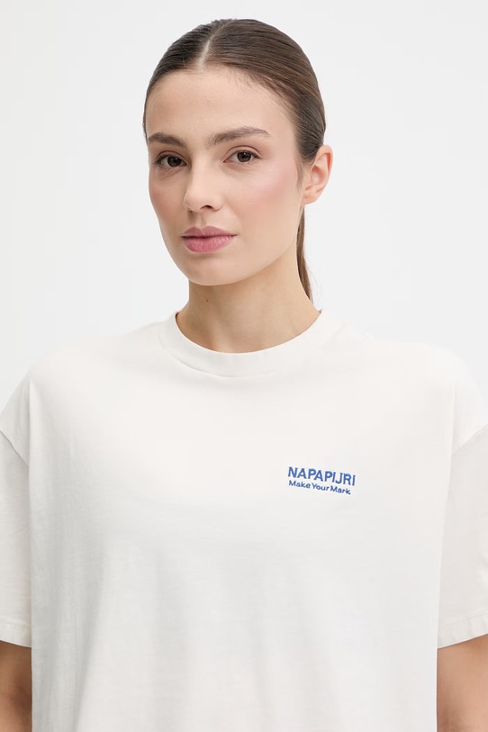 Napapijri t-shirt bawełniany ILIANA beżowy NP0A8BC4N1A1