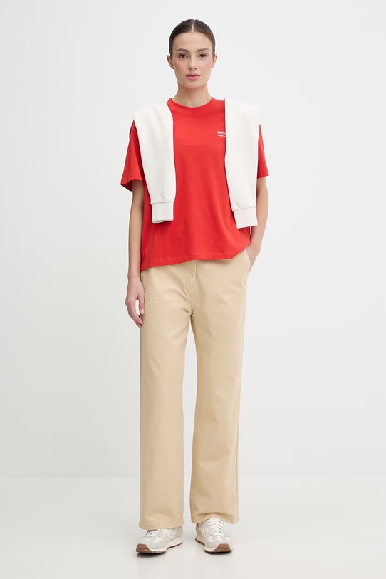 Napapijri t-shirt bawełniany ILIANA NP0A8BC4RAU1 czerwony SS26