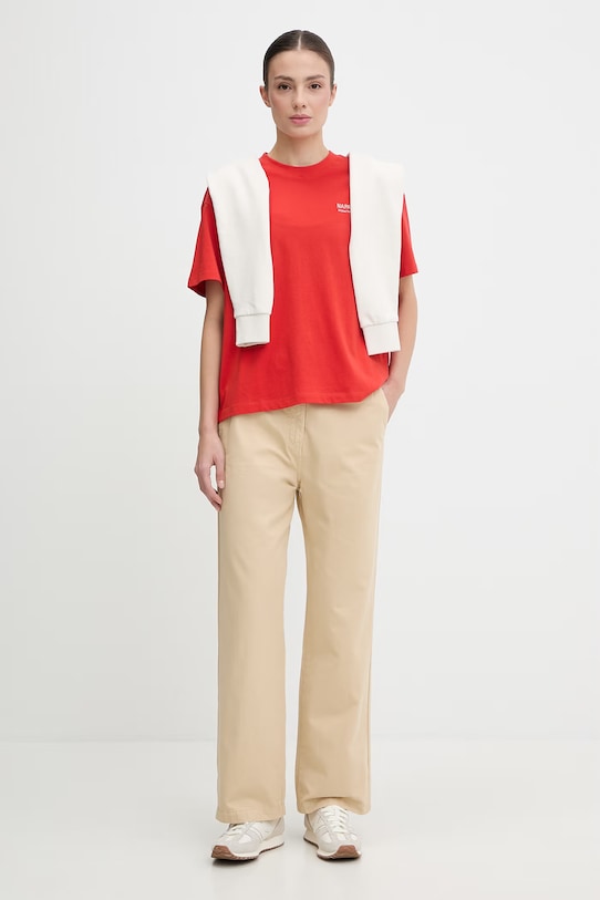 Napapijri t-shirt bawełniany ILIANA NP0A8BC4RAU1 czerwony SS26