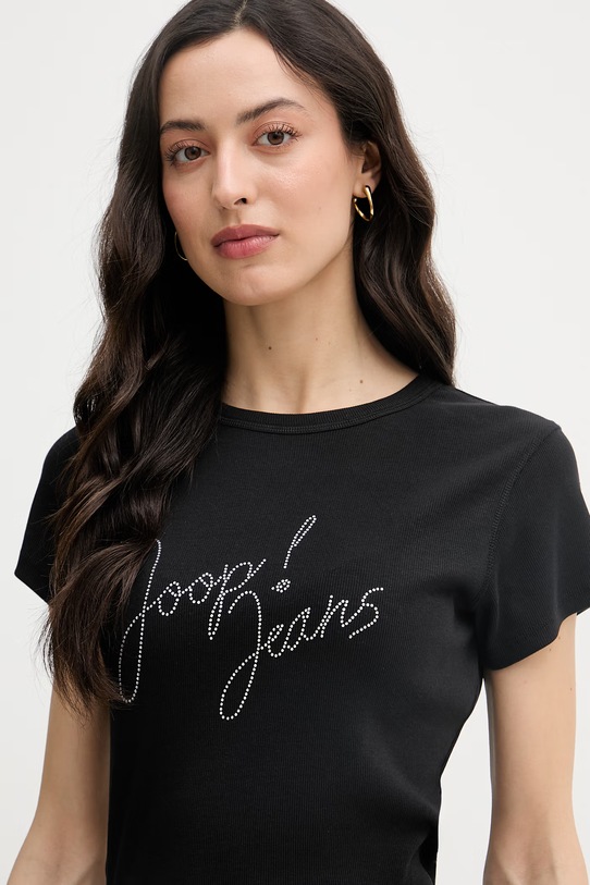 Joop! T-shirt damski bawełniany z elastanem czarny 30102094