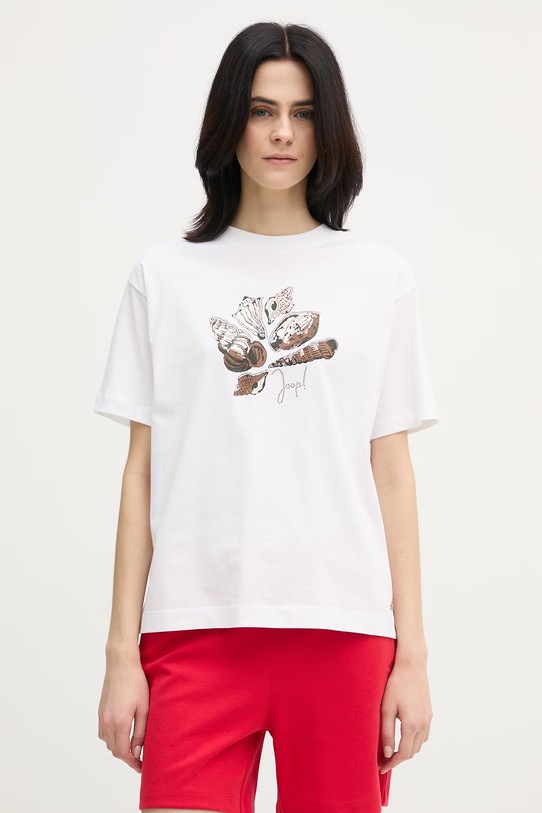 Joop! t-shirt bawełniany nadruk biały 30102427