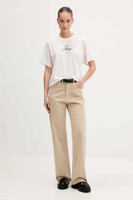 HUGO t-shirt damski Vintage Tee_23 50560566 beżowy SS26