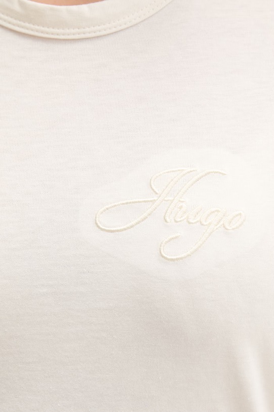 HUGO t-shirt basic damski bawełniany Damacia_7 50561233 beżowy