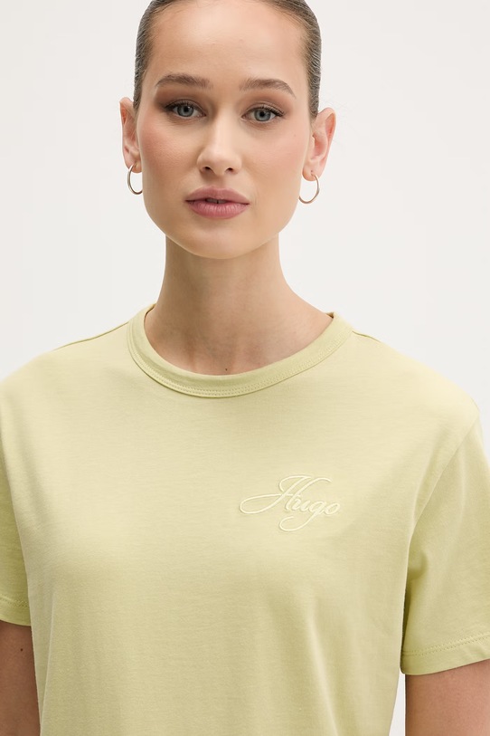 HUGO t-shirt basic damski bawełniany Damacia_7 zielony 50561233